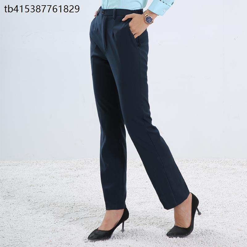 邮政工作服女制服裤子藏青银行行服工装蓝绿邮局直筒西装裤正装裤
