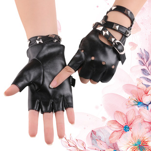 跳舞皮手套女士皮革炫酷朋克春夏夜店演出钢管舞霹雳街舞演出手套