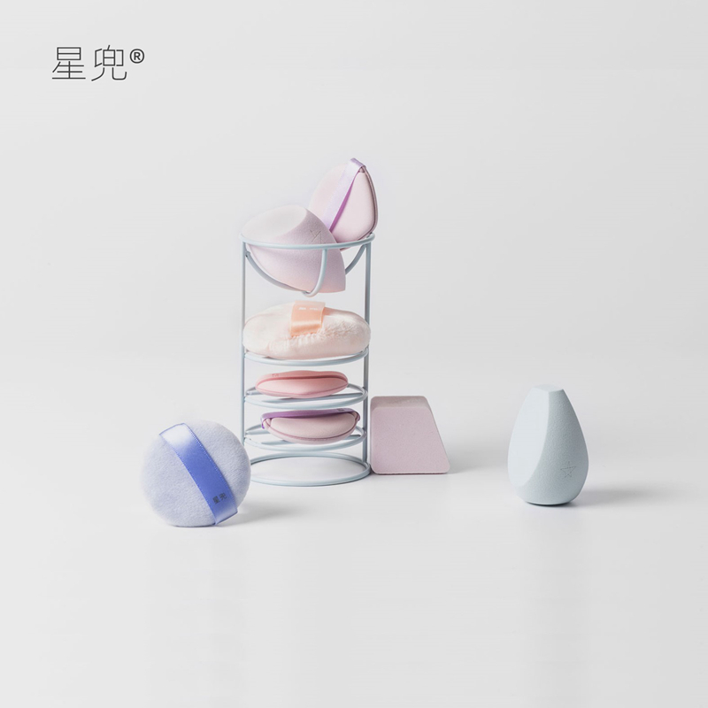 星兜4层粉扑收纳架美妆蛋收纳 桌面金属置物架 晾晒架 BABY蓝四层