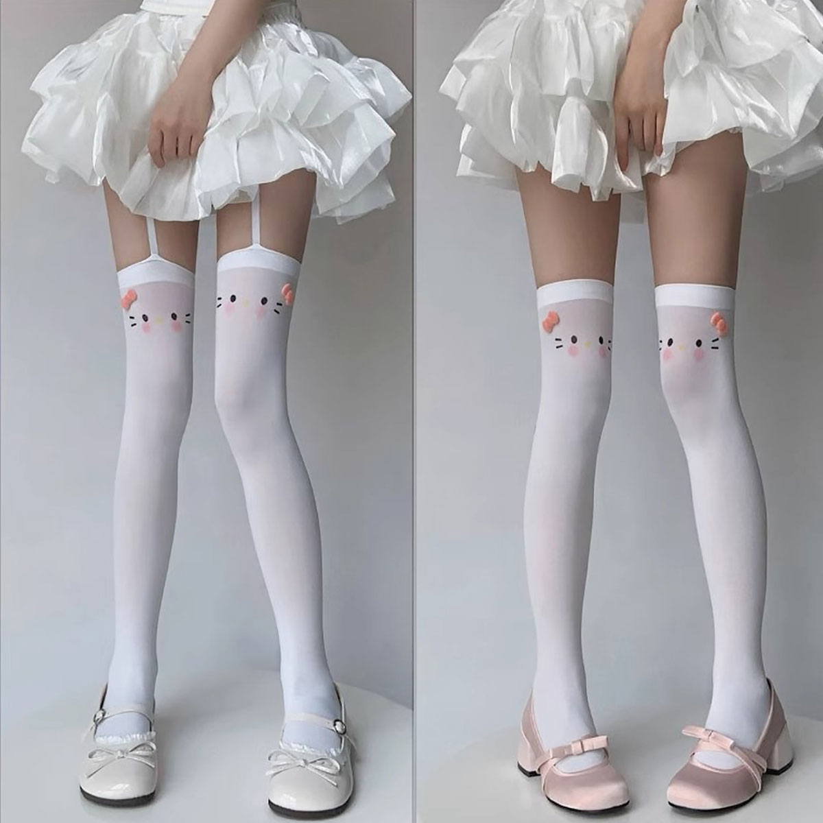 可爱卡通猫咪吊带袜子女
