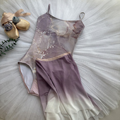 兰铂舞蹈成人吊带练功服高胯印花基训舞蹈服艺考形体服空中瑜伽服