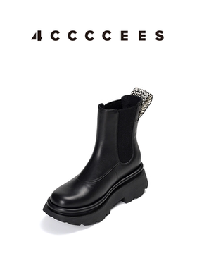 4CCCCEES / Crunch Chelsea 厚底短靴保暖绒面内里切尔西马丁靴