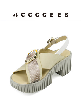 【新品上市】4CCCCEES/ Plia Hazel 厚底荷兰木履交叉带凉鞋跟7cm