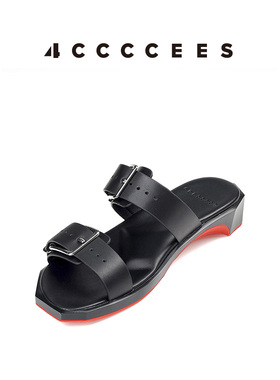 【新品上市】4CCCCEES/ Follin Mona 时装休闲牛皮凉拖可调节卡扣
