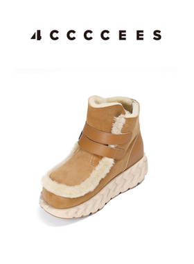 4CCCCEES / JABARA MONTI 雪地靴皮毛一体羊毛围边厚底保暖女士靴