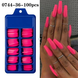 100pcs Solid Color Plastic Shiny High-Hard Holiday Nails