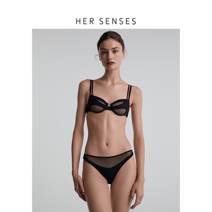 HER SENSES/何识重构系列设计感网眼双层3/4钢圈文胸B149