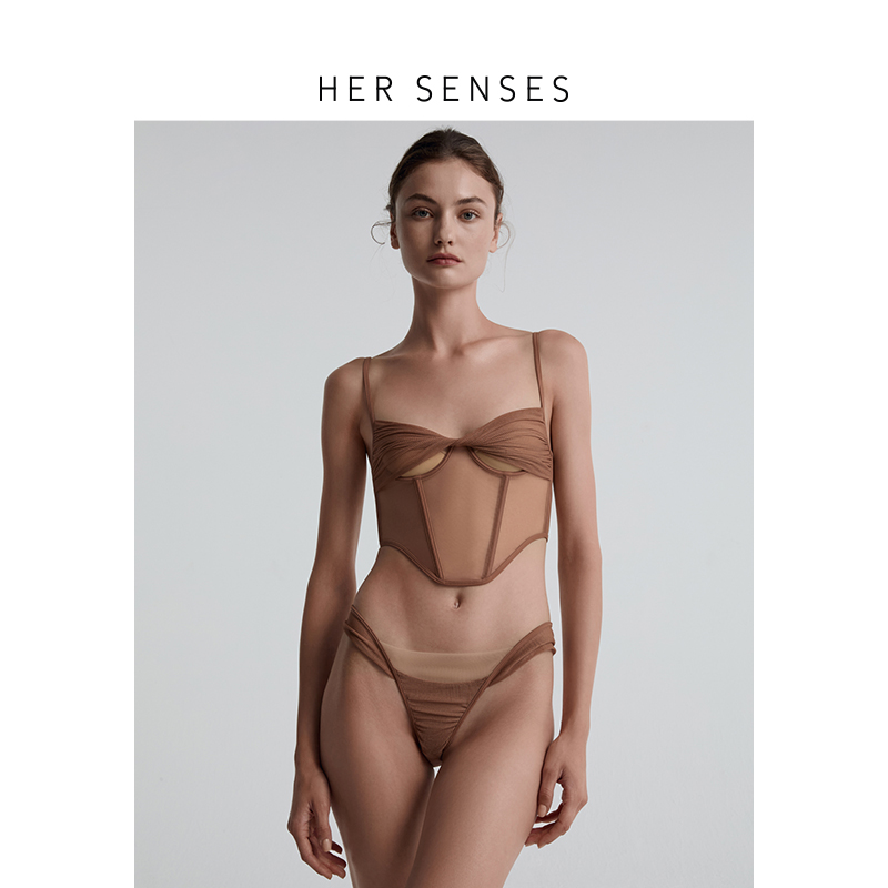 HER SENSES/何识触动系列层叠褶皱高弹网布钢圈胸衣C146