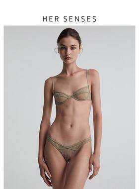 HER SENSES/何识极织系列镂空睫毛蕾丝网布3/4钢圈文胸B142