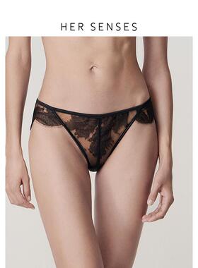 HER SENSES/何识极织系列列维斯睫毛蕾丝立体中腰三角裤P125