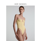 何识度假系列V型设计感极简1 HER SENSES 2钢圈连体泳衣S005