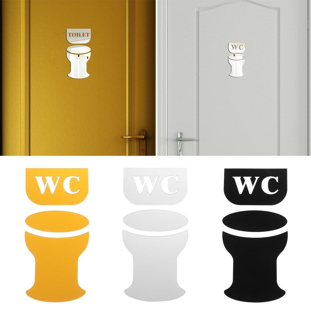 creative acrylic wc/toilet mirror stickers closestool shape