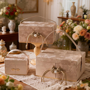 新年礼物盒新中式礼盒绸缎包装盒空盒三八妇女节结婚生日礼品盒子