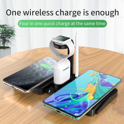 4 in1 Qi Wireless Charger Fast Charger Dock Station For App