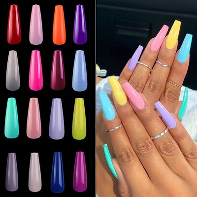 100Pcs False Fake Nails Tips Coffin for Long French Clear N