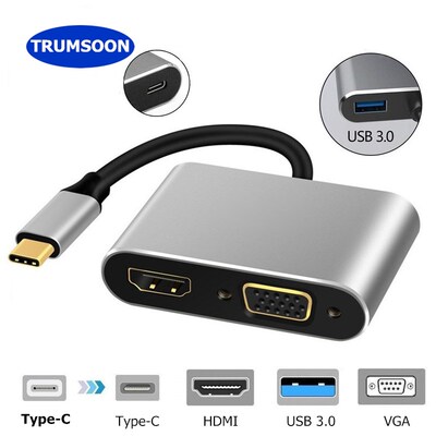 Type-C to HDMI 4K VGA Adapter USB 3.0 USB-C Cable for MacBoo