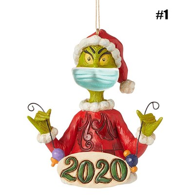 3PCS 2020 Grinch Christmas Ornaments Hanging with Date and