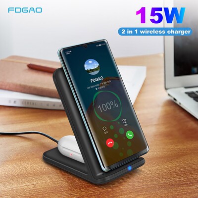 15W Qi Fast Wireless Charger Stand For iPhone 11 XS XR X 8