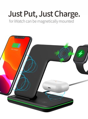 15W 3 In 1 Qi Wireless Charger Stand For IPhone 12 11 XS Mi