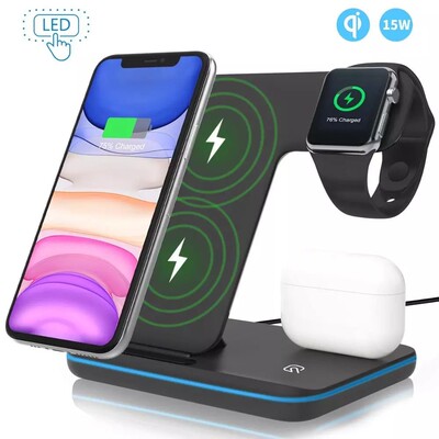 15W Wireless Charger 3 in 1 Fast Charging Stand for iPhone