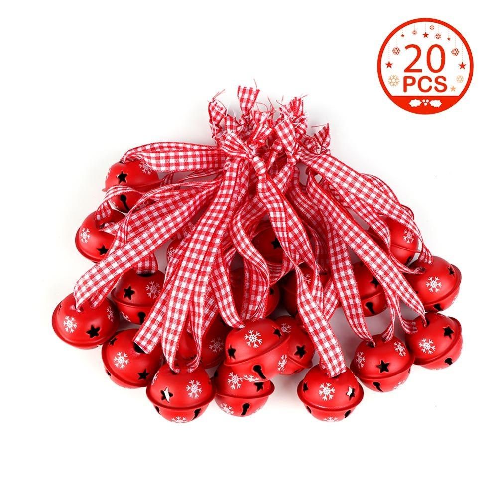 20pcs diy christmas tree craft metal snowflake jingle bell b