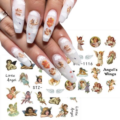 Angel Cupid Stickers for Nails Decals Cherubs Nail Art Wate
