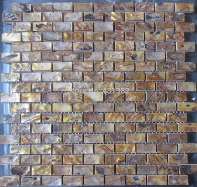 Gold color tiles wholesale natural color MOP shell wall mosa
