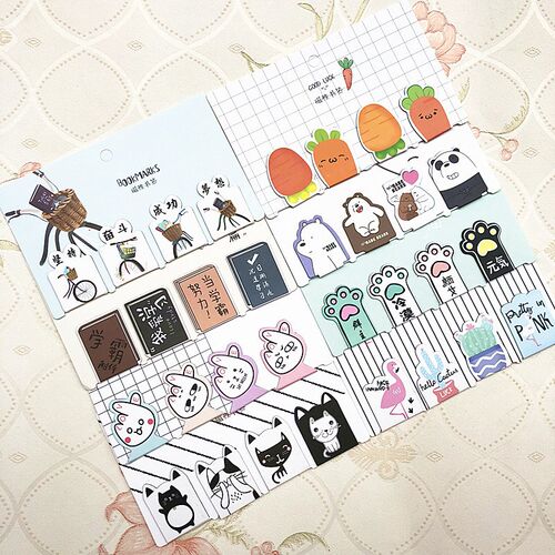 4 pcs/set Cactus Bear cat Magnetic Bookmarks Books Marker o
