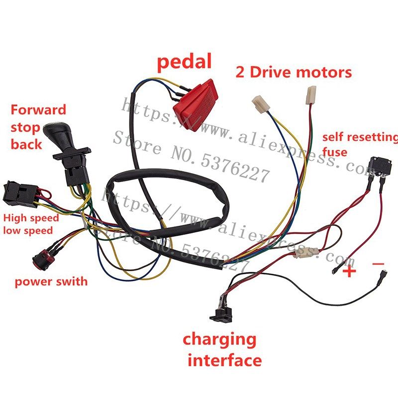 Children's electric wheel 12V DIY wiring harness change comp