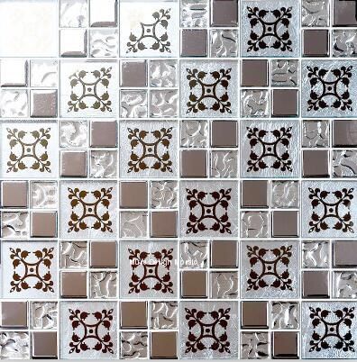 NEW !  Gold Electro plated  Flower Glass Mosaic Tiles for Ki