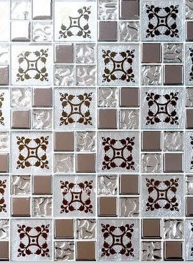 NEW !  Gold Electro plated  Flower Glass Mosaic Tiles for Ki