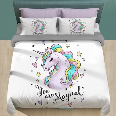 Unicorn Duvet Cover single 150x200 Cute Bedding Set  For Gi