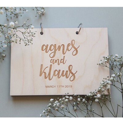 Custom Guestbook Wedding Album Engraved Guestbook Wood Gues