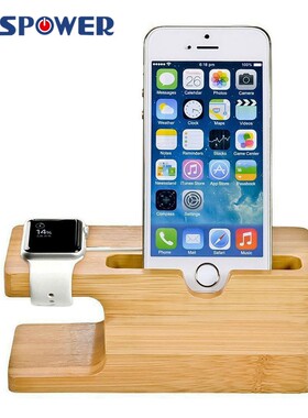 Bamboo Holder Stand For Apple Watch Dock Charging Station F
