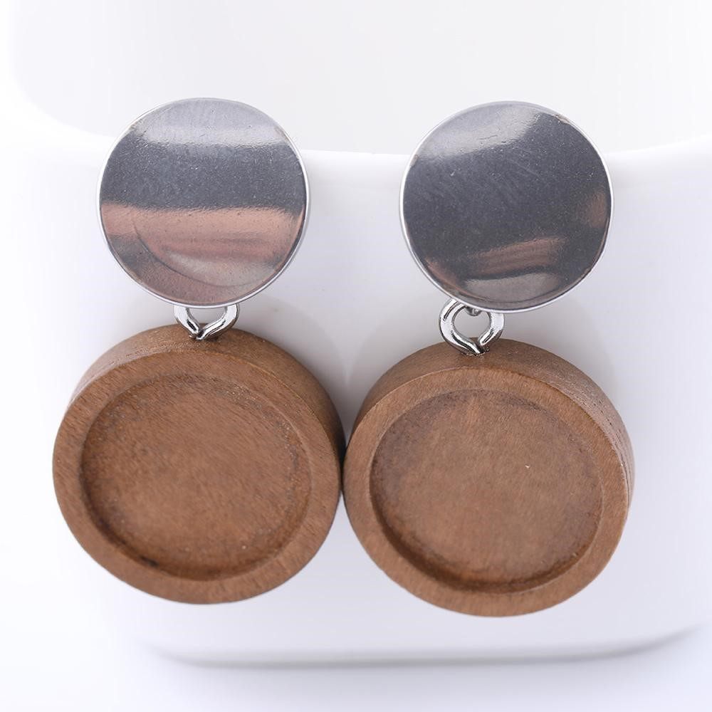 10pcs stainless steel post earrings findings fit 14mm round