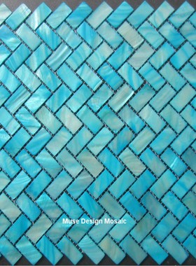 Mediterrane Dyed Blue Shell Mosaic Tiles for DIY bathroom sh