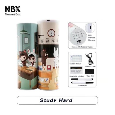 Password Pencil Case Pencil Box Cartoon Pattern Pen Holder L