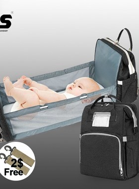 Jusanbaby Baby Bed Crib Diaper Bag Backpack for Mom Waterpr