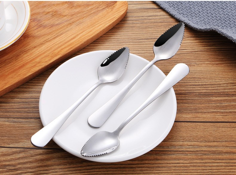 1PC Fruit Spoons Thick Stainless Steel Grapefruit Spoon Des