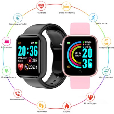 D20Pro Bluetooth Smart Watch Y68 Fitness Tracker Bracelet Pe