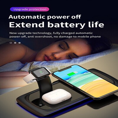 QI 15W Fast Charge 3 In 1 Wireless Charger For Iphone 11 Pr