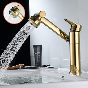 Basin Faucet Water Tap Bath 360 Degree Swivel Gold Bathroom