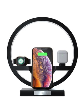3 IN 1 QI Fast Wireless Charger Dock with LED Lamp for iPho