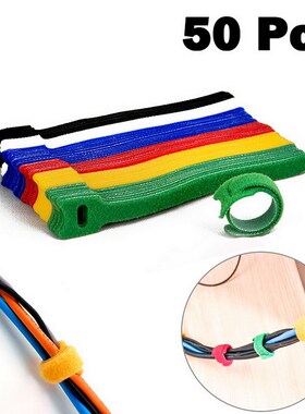 50Pcs Cable Cord Ties Nylon Strap Hook Reusable Durable Loop