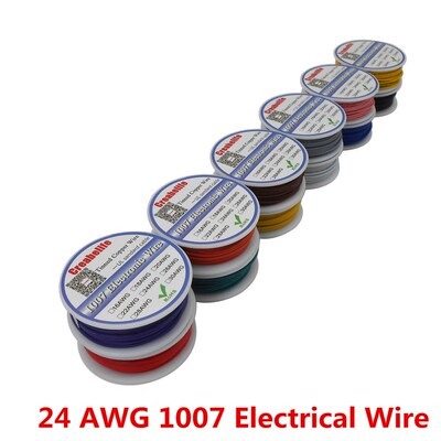 10m/ L 1007 24AWG 12 Colors Select  Spool Package Electrical