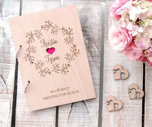 personaliz A5 A4 wreath laurel Photo Album ,Wedding guest b