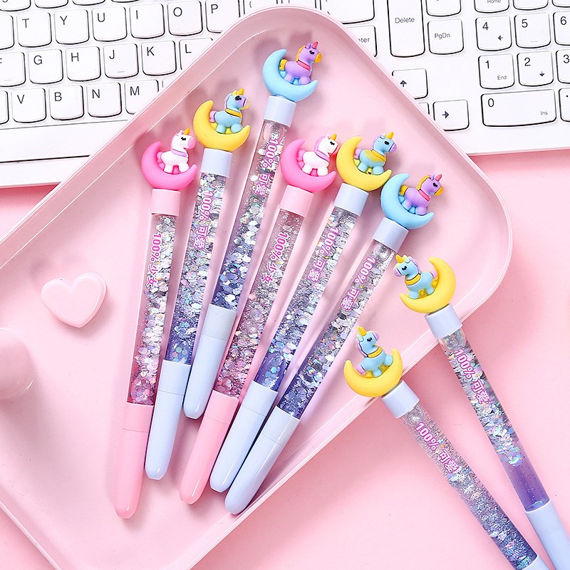 Creatively Cute Moon Trojan Sequin Liquid Quicksand Gel Pen