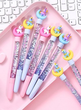 Creatively Cute Moon Trojan Sequin Liquid Quicksand Gel Pen