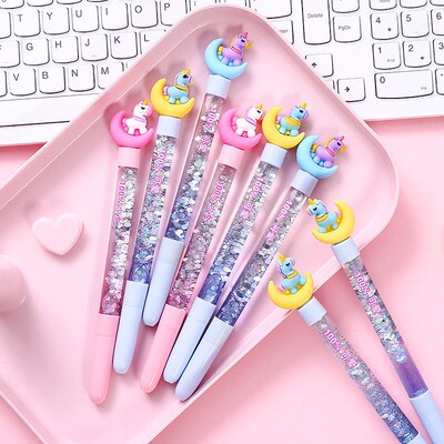 Creatively Cute Moon Trojan Sequin Liquid Quicksand Gel Pen