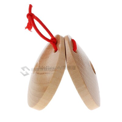 A Pair Wooden Castanets Wood Percussion Flaco Musical Instru